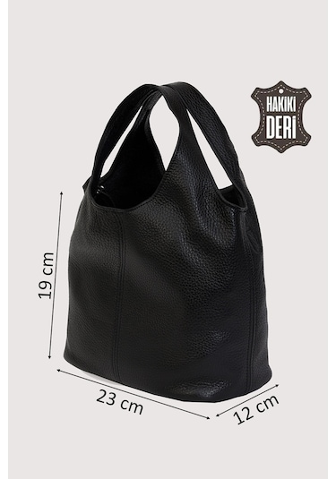 Hakiki Deri Kadın El Çantası Siyah Smr9200-2 Siyah