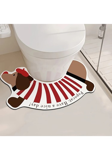 Elmpaly Yeşil Sosis Köpek Banyo Paspası - Kaymaz, Süper Emici Dekoratif Halı Yeşil