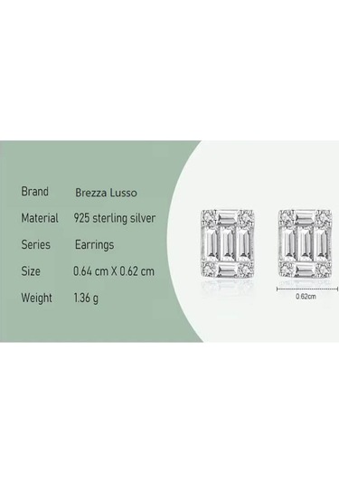 Brezza Lusso Jewelry Timeless Series Baget Gem Kadın Gümüş Küpe Gümüş