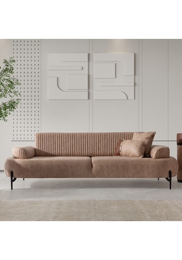 Cross Üçlü Salon&oturma Odası Kanepe - Krem