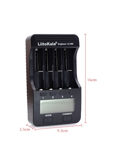 Fosenze Liitokala Lii-500 4 Slot Lcd Ekranlı Şarj Cihazı - 26650/14500/21700/aa/aaa Pil Çeşitleri İçin