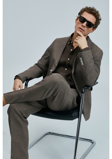 Lufian Jaques Spor Erkek Blazer Ceket Slim Fit Kahverengi Kahverengi 111140172100400 Kahverengi