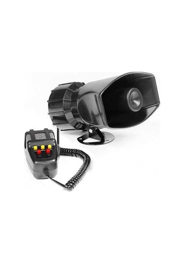 Pazly 7-sound Araba Uyarı Hoparlörü 12v Kamyon Siren Pa Sistemsiyah