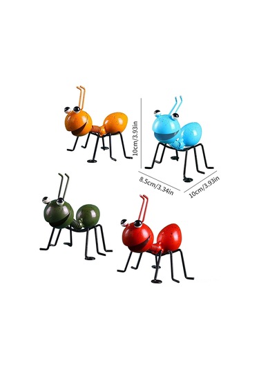 Neevoyu 4'lü Metal Karınca Dekoratif Duvar Asması - Bahçe, Ev Ve Garaj İçin Zenginleyici, Kolay Asma, Renkli Tasarım