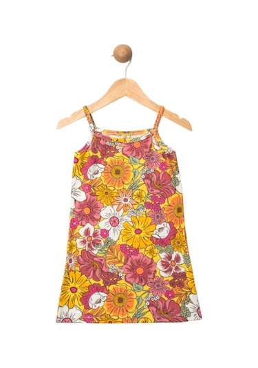 Çiçek Desenli Elbise Turuncu