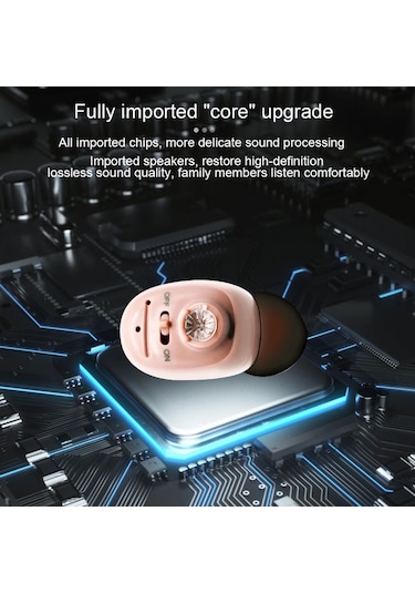 Sones Cıc İşitme Cihazları Şarj Edilebilir Görünmez Kablosuz Ses Amplifikatörü Siyah