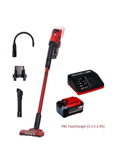 Einhell TE-SV 18Li Akülü Dikey Süpürge + Fastcharger 5.2 Ah Kırmızı