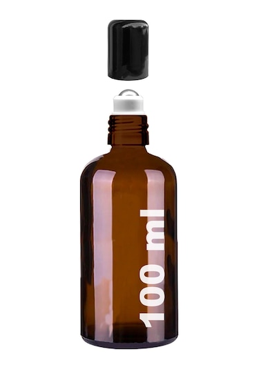 Çelik Roll On Şişesi 100 ML Sızdırmaz Siyah Kapaklı Amber Cam Şişe 2 Adet