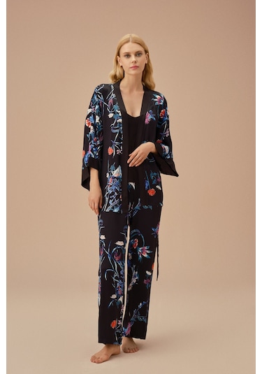 Suwen Geisha Sabahlık St4430615846 Çiçek Baskılı Çok Renkli