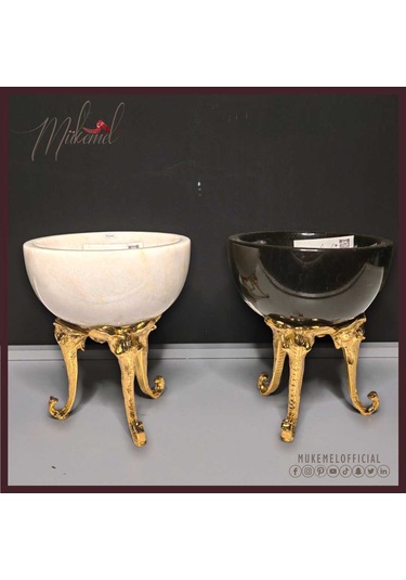 Şık Altın Standlı Lüks Mermer Kase Zarif Ev Dekoru - Mükemel