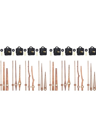 Goldenqian 8 Adet Uzun Şaft Duvar Saati Hareket Mekanizması 4 Tip 12 Inç Ceviz Ahşap Kuvars Parça Değişimi 6o3pxl Siyah