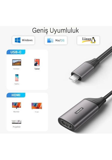 Lemorele 4k Hdmi To Type-c Dönüştürücü Adaptör Hdmi Dönüştürücü