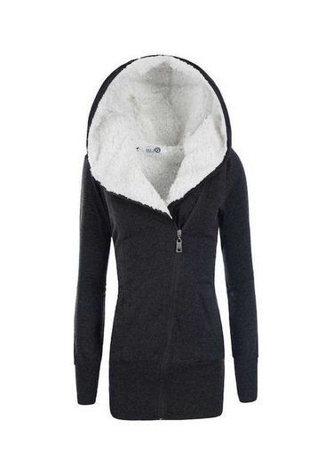 Novahub Erkek Kadın Uzun Kollu Pamuklu Spor Hoody Kazak Fermuarlı Polar Ceket Siyah Kadınlar İçin Siyah