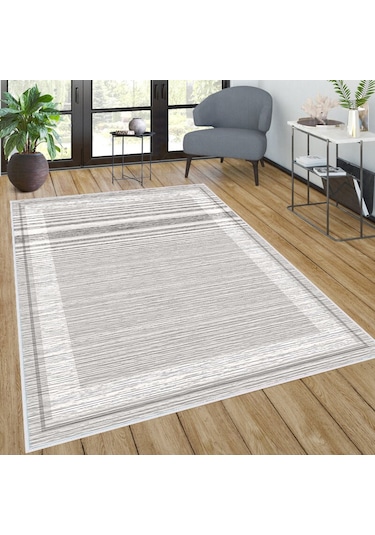 Rovigo Home Dijital Baskı Yıkanabilir Kaymaz Taban Salon Halısı Rvg0576 Gri
