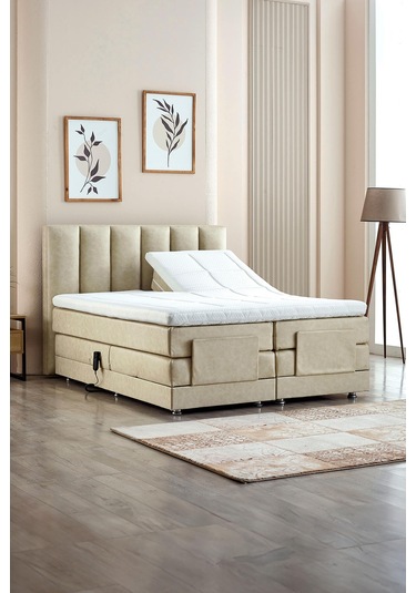 Nera Elektrikli Motorlu Hareketli Kumandalı Çift Kişilik Karyola+başlık+yatak Set