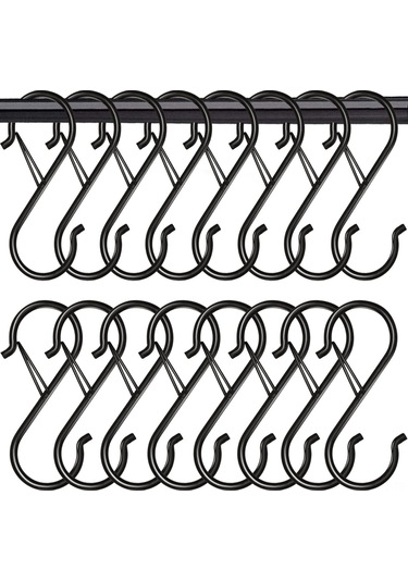 Lemestar 35 Adet 9 Cm S-şekilli Güvenlik Kanca Siyah - Çelik Yapı, İç/ Dış Kullanım, Mutfak/ Dolap/ Bahçe Asma Gereci