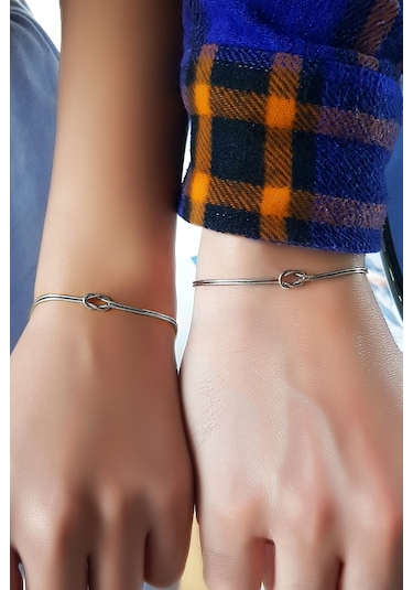 MorMajor Silver Sevgililere Özel Sevgi Bağı 2 Adet Gümüş Bileklik -7548