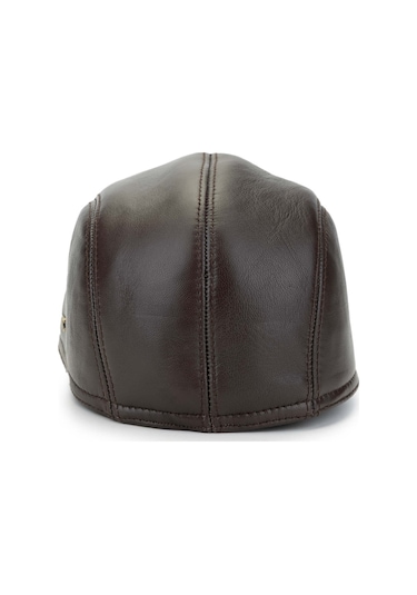 Tamer Tanca Erkek Hakiki Deri Kahverengi London Şapka 524 1129 Spk Y25 Kahve Koyu Kahve