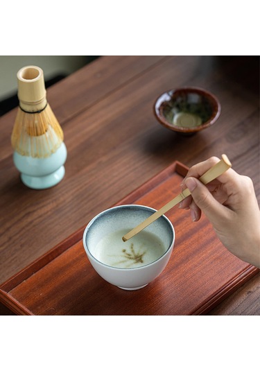 Aubyhe Seramik Matcha Seti - Çay Whisk, Kaşık Ve Elek İle Pürüzsüz Lezzet Deneyimi Bej
