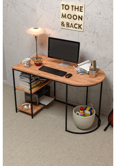 Çalışma Masası 125 Cm Bilgisayar Masası Çok Amaçlı Makyaj Masası Ofis Masası Yemek Masası Atlantik Kahverengi