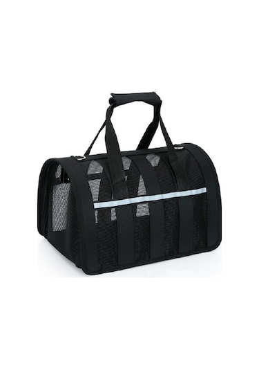Katlanabilir Mesh Nefes Alabilir Evcil Hayvanlar Dışarı Çıkıyor Taşınabilir Çapraz Taşıma Çantası, Boyut: M Siyah