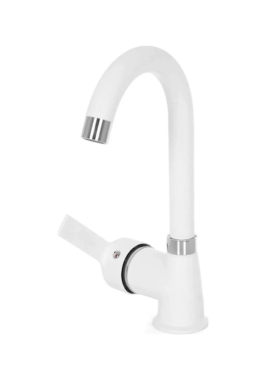 Delta Lüks Çift Su Girişli Beyaz Evye Mutfak Bataryası Beyaz