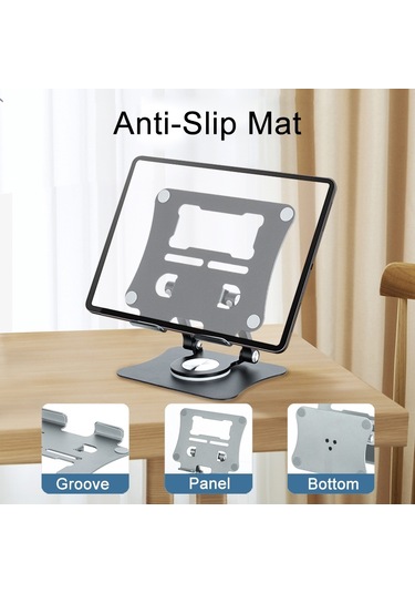 Cbtx G68 Masaüstü Katlanabilir Telefon Tablet Standı Alüminyum Alaşımlı 360 Derece Dönen Tablet Tutucu - Siyah