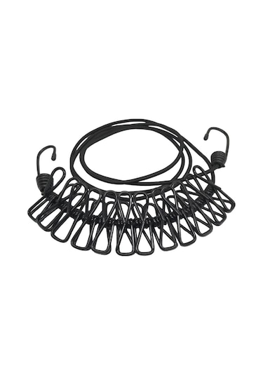 Pratik Evde Seyahatte Kampta Kullanılabilen 12 Mandallı Çamaşır Kurutmalık İpi Çok Renkli