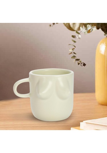 Suntek Kadın Vücut Sanatı Seramik Su Bardağı 300 Gri-beyaz Gri Beyaz