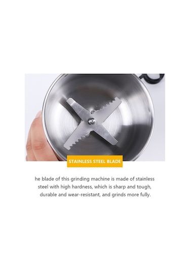 Novahub Paslanmaz Çelik Kuru Gıda Öğütücü - 150w, 50-400ml, 220v/110v Gümüş