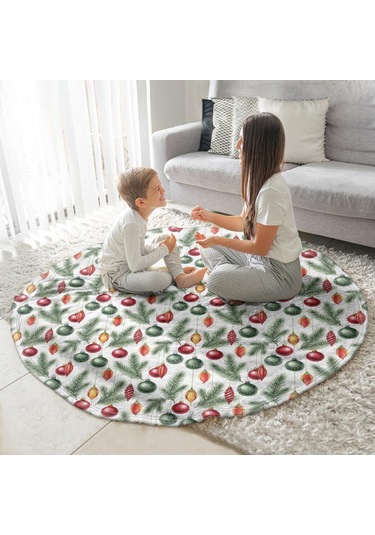 Noel Desenli 47 İnç Yuvarlak Flanel Battaniye, Yetişkin Ve Çocuk İçin, Yumuşak, Rahat Ve Hafif Noel Süs Eşyası Çam Ağacı