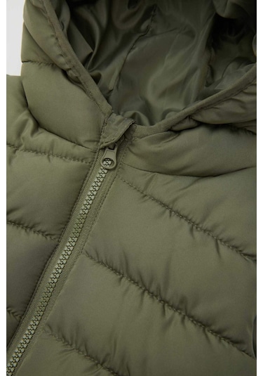 DeFacto Erkek Bebek Su Geçirmez Kapüşonlu Fermuarlı Şişme Yelek A2221A525SPKH202 Haki