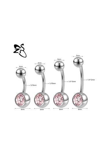 Zs 14g Paslanmaz Çelik Göbek Piercingi 6/8/10/12 Mm Cz Kristal Takı Whıtealtın-renk Altın-renk