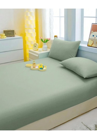 Totem Ranforce Yastık Kılıflı Lastikli Çarşaf Takımı 180 X 200 Battal Boy Yeşil