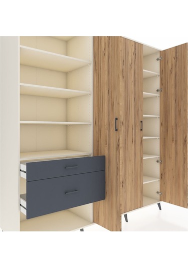 Kronos Dolap 16 Raflı 2 Çekmeceli 3 Kapaklı 220x59x243 Aytaşı-çam/antrasit Atlas Çam/antrasıt