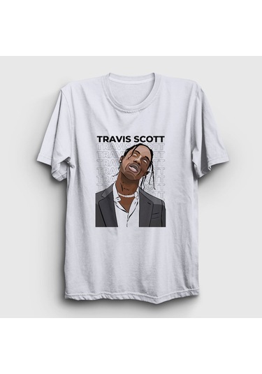 Presmono Unisex Icon Astroworld Travis Scott T-shirt Beyaz
