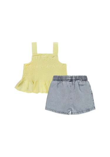 Civil Baby Denim Şortlu Askılı 6-18 Ay Takım - Sarı