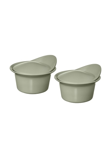 Fırın-servis Kabı, Mat Açık Yeşil, 15x13 Cm, 2 Adet, Kapaklı Açık Gri