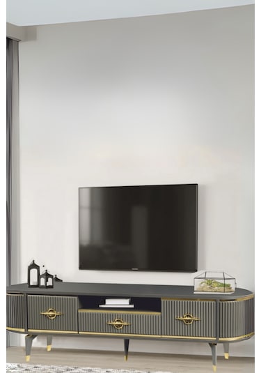 Duru Tv Sehpası - Antrasit Gold Antrasit - Gold