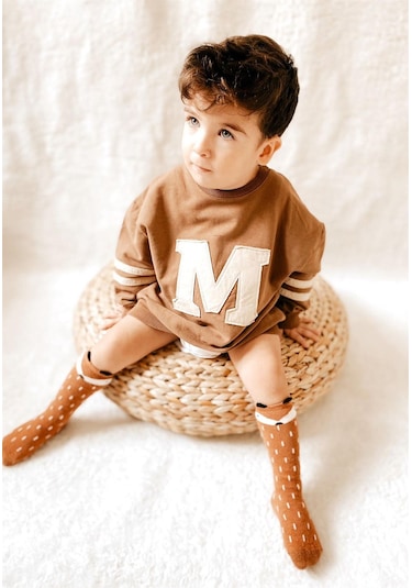 Cigit Aplikeli Sweatshirt 3-9 Yaş Koyu Kahve Kahverengi