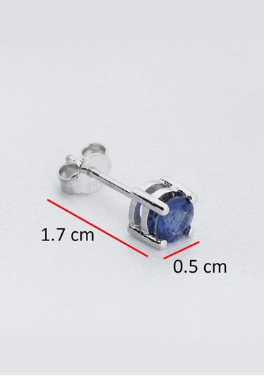 14 Ayar Altın 0.64 Karart Safir Tektaş Tek Küpe Çift Değildir Beyaz