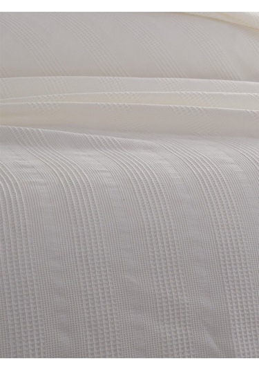 Çift Kişilik Waffle Pike 210x230cm, %100 Pamuk, Petekli Pike Krem