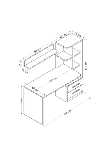 Inarchdizayn Alaska Çalışma Masası Siyah Beyaz Ücretsiz Kargo Siyah Beyaz