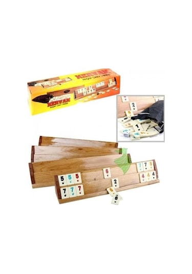 Kervan Büyük Boy Vernikli Cilalı Ahşap Okey Takımı Seti