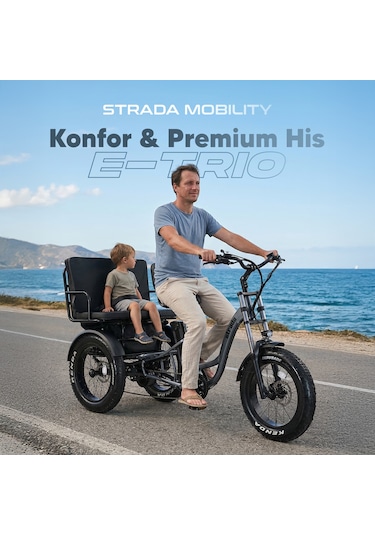 Stradacycles E-TRIO Hidrolik Disk Elektrikli Üç Tekerlekli Antrasit