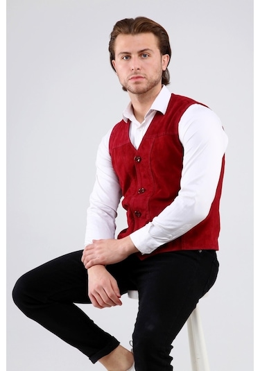 Erkek Hakiki Deri Süet Yelek (545089538)