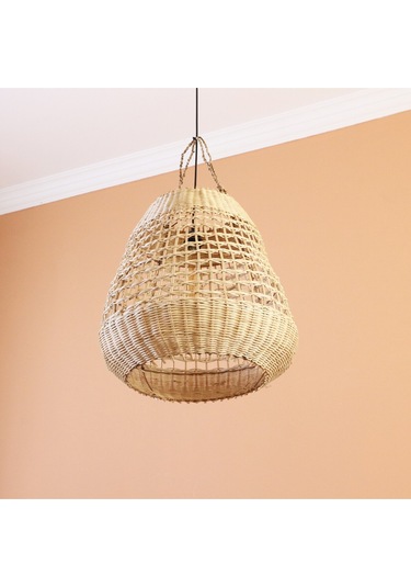 Yansı Doğal Rattan Lamba 51x51 Cm. Bej