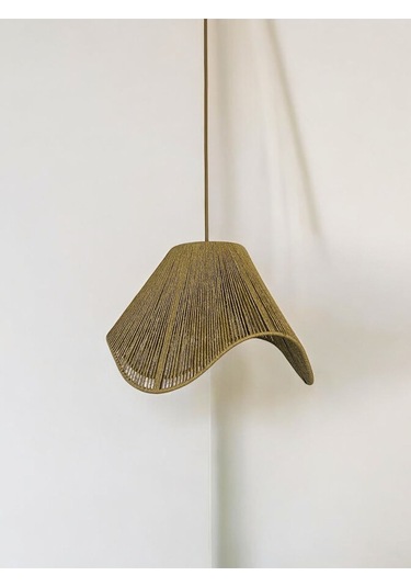 Hasır El Yapımı Bohem Asimetrik Şekilli Rustik Avize - Yeşil Yeşil