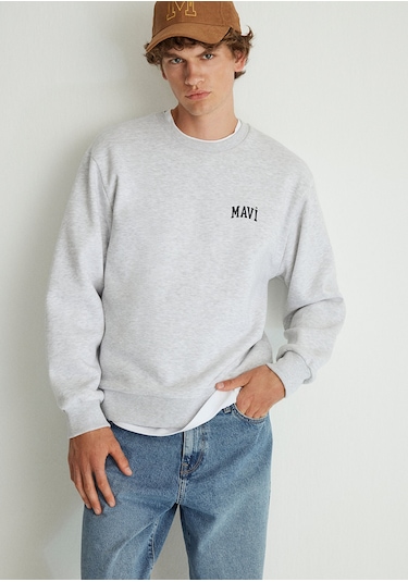 Mavi - Mavi Logo Baskılı Gri Sweatshirt 0611716-85438 Gri