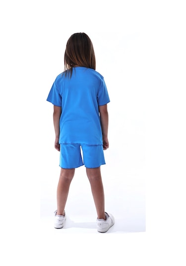 Ribana Beybi Overlok Detaylı Kuromi Nakışlı Alt-üst Takım Mavi